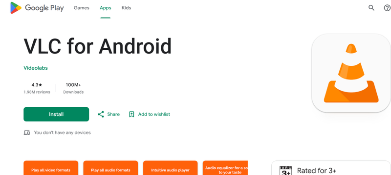 Vlc App to Play Avi Files