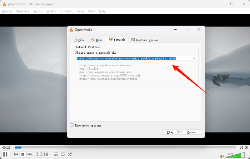 vlc m3u8 player