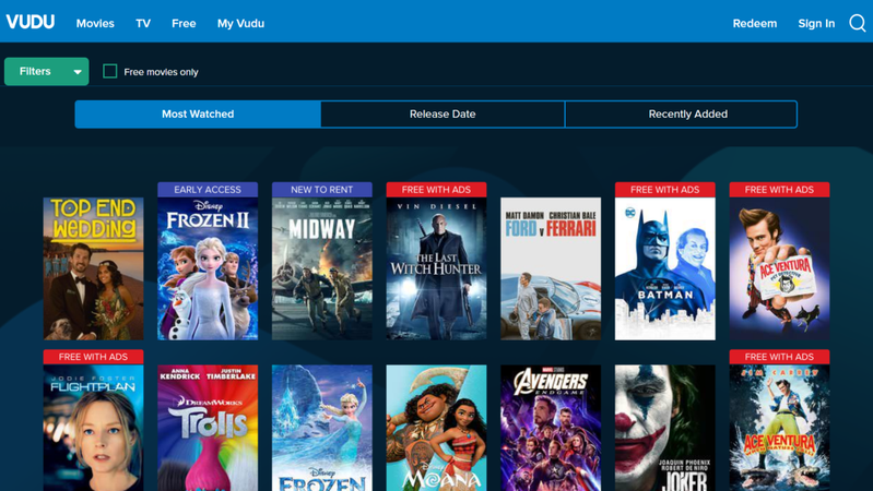Vudu Free Movies Streaming Platform