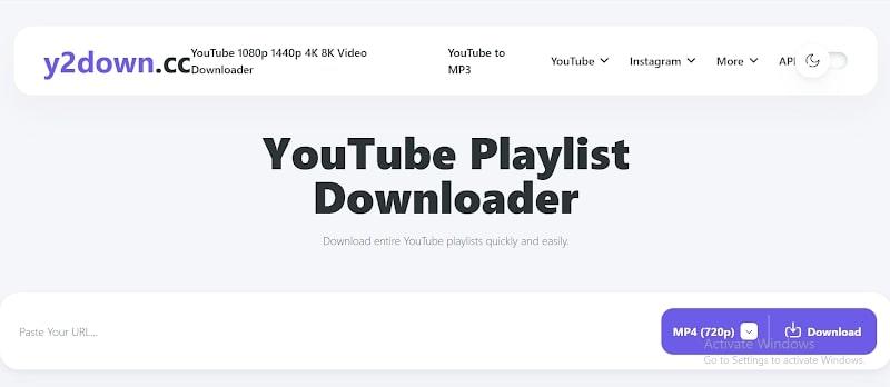 y2down youtube playlist downloader