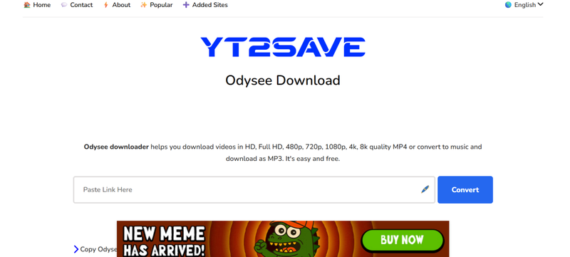 Yt2save Odysee Downloader Page